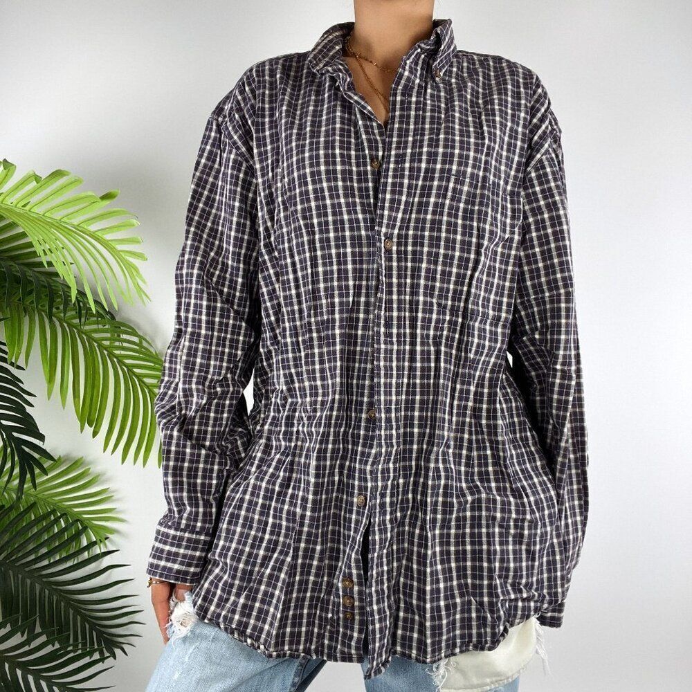 Men's Vintage 90s Grunge Indie Streetwear Striped Long Sleeve Button Up Top / M